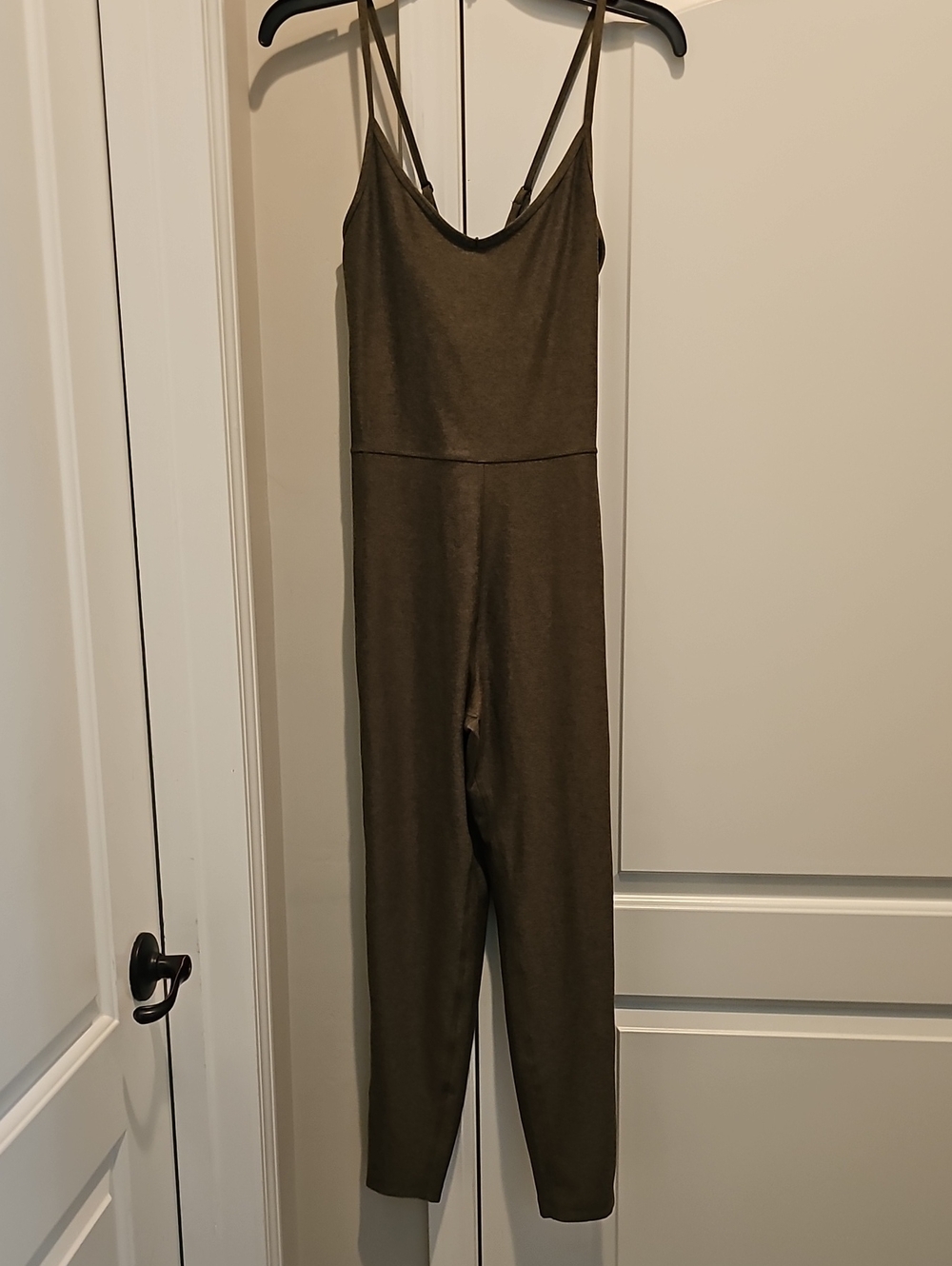 Women's Olive Green Sleeveless Jumpsuit With Built In Sport bra